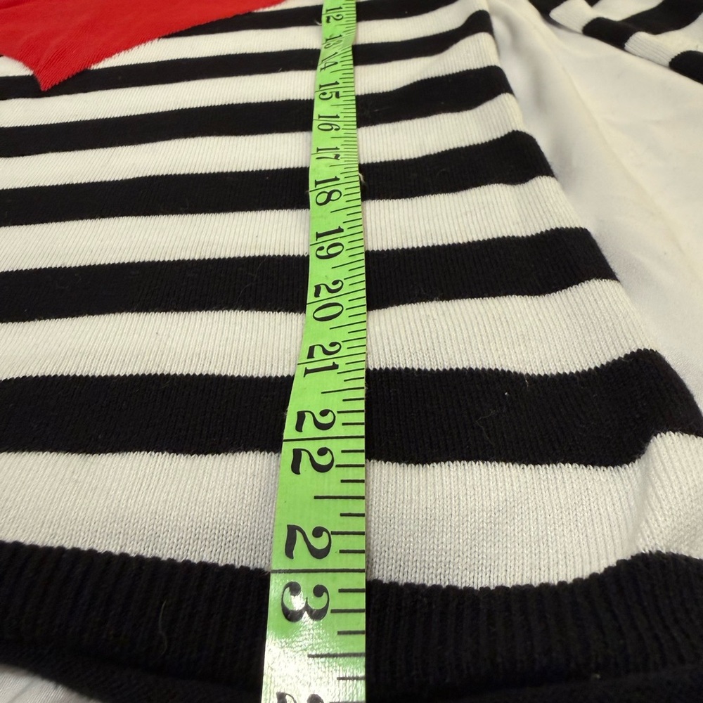 VALENTINE Striped Black and White Sweater with Red Heart - Picture 4 of 4